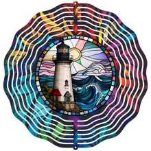 Load image into Gallery viewer, Stained Glass Lighthouse Wind Spinner
