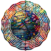 Load image into Gallery viewer, Stained Glass Dragonfly Wind Spinner
