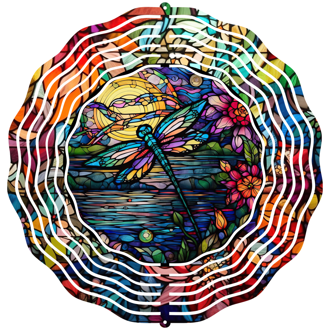 Stained Glass Dragonfly Wind Spinner