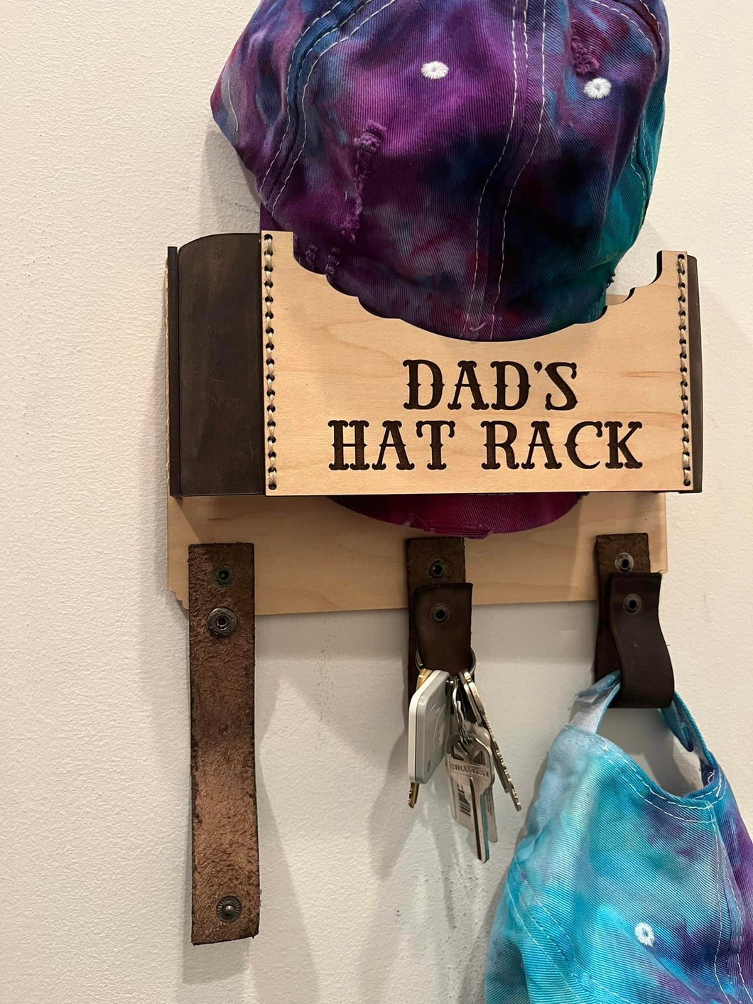 Leather and Wood Hat Rack