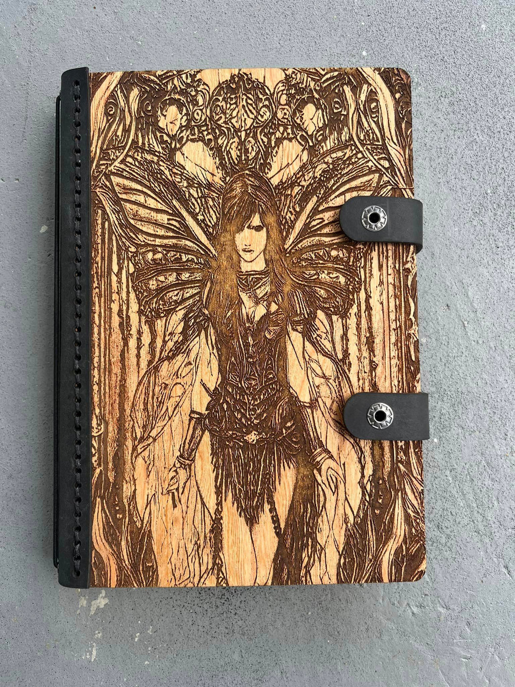Wood and Leather Journal Tough Angel