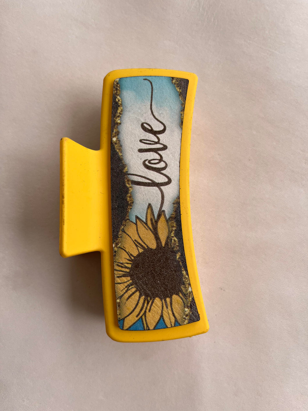 Love Sunflower Printed Leather For Hair Clip