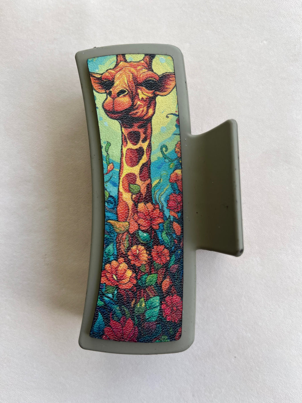 Colorful Giraffe Printed Leather For Hair Clip