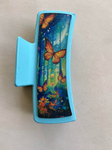 Fantasy Butterfly printed Leather For Hair Clip