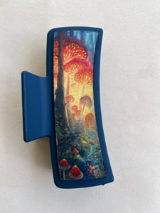 Glowing Mushroom Fantasy Printed Leather For Hair Clip