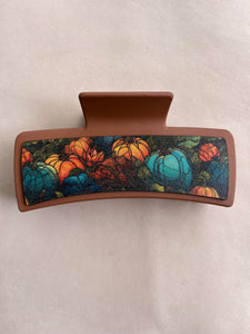 Fall Pumpkins 1 Printed Leather For  Hair Clip