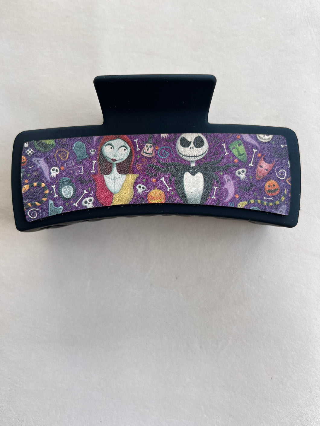 Jack and Sally Printed Leather For Hair Clip