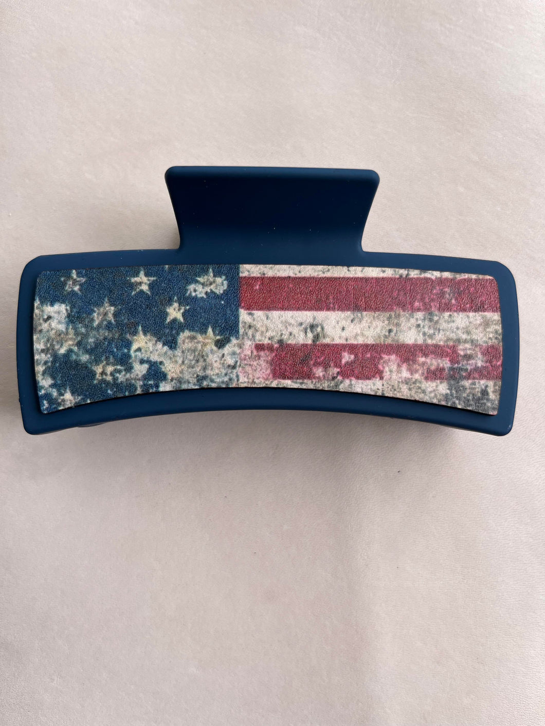 Old American Flag Printed Leather For Hair Clip