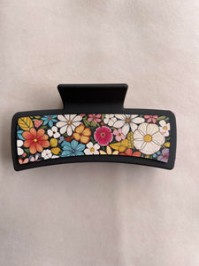 Floral 1 Printed Leather For  Hair Clip