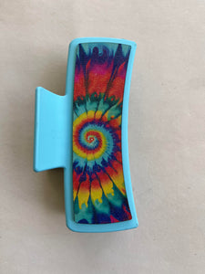 Classic Tie Dye Printed Leather For Hair Clip