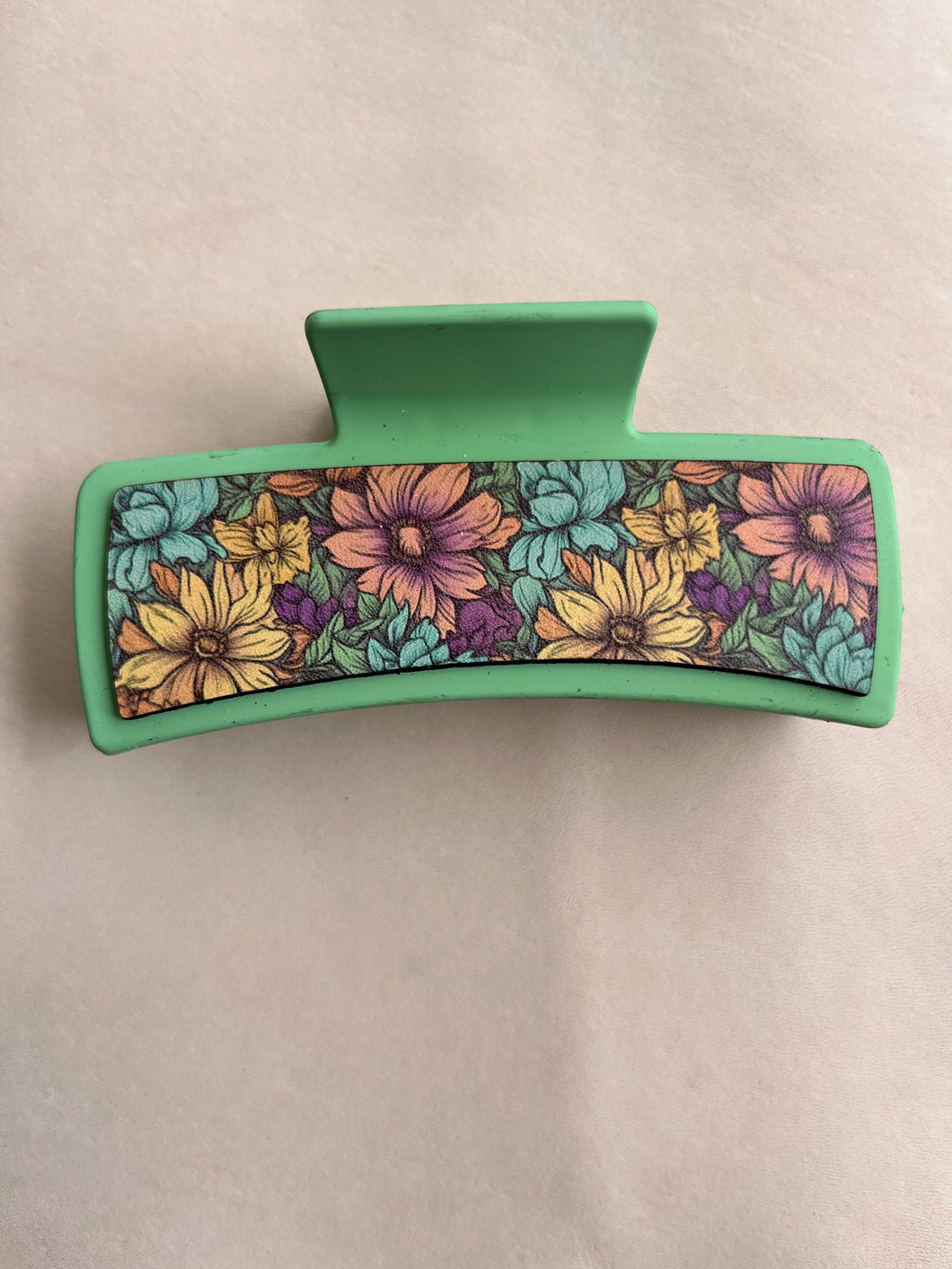 Floral 5 Printed Leather for Hair Clip