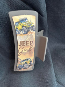 Jeep Girl Pattern Printed Leather for Hair Clip