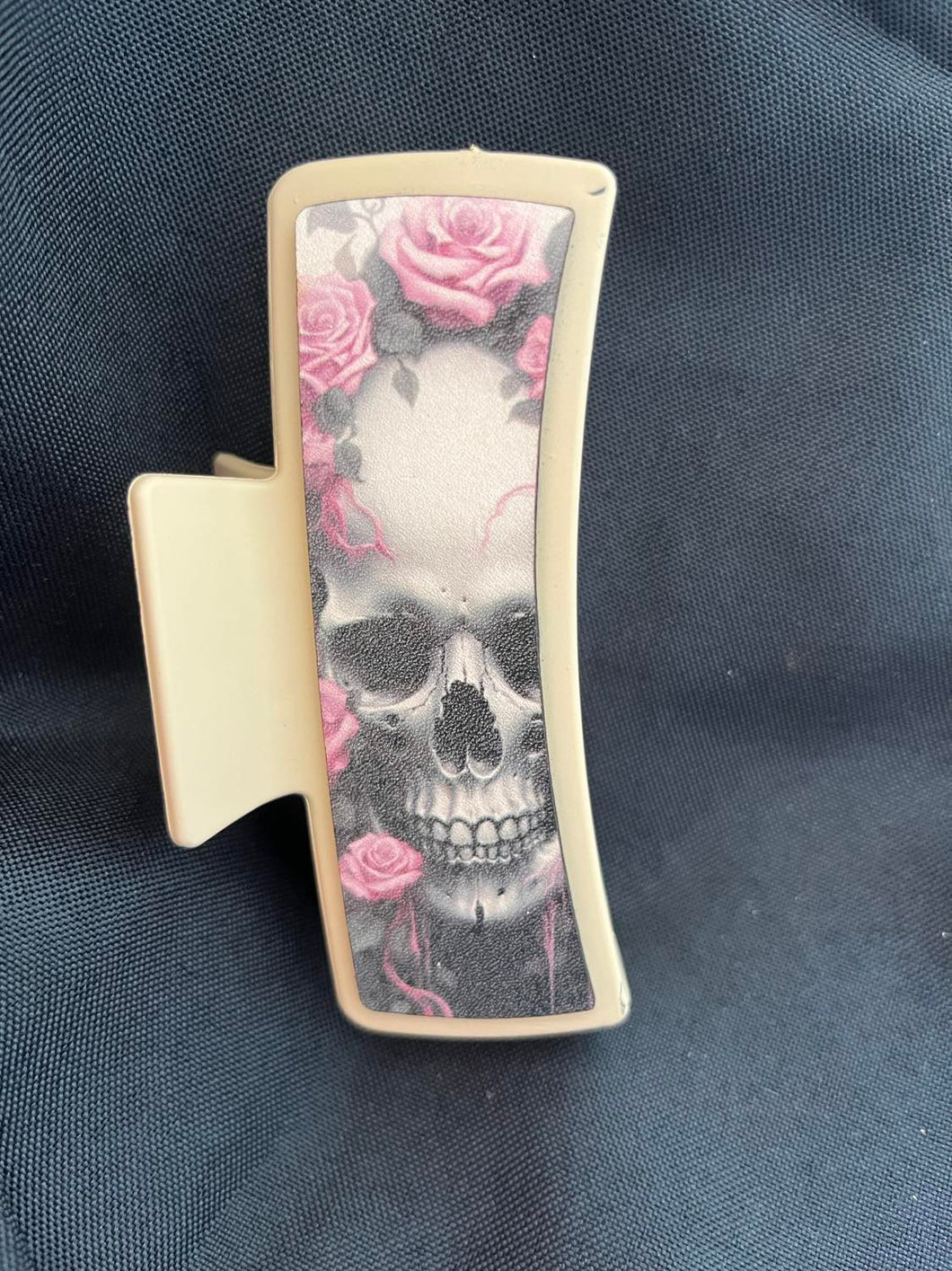 Skull Printed Leather For Hair Clip
