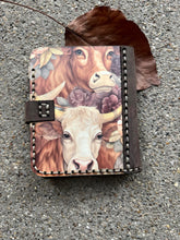 Load image into Gallery viewer, Highland Cow Wood and Leather Wallet
