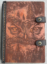 Load image into Gallery viewer, Wood and Leather Journal Owl
