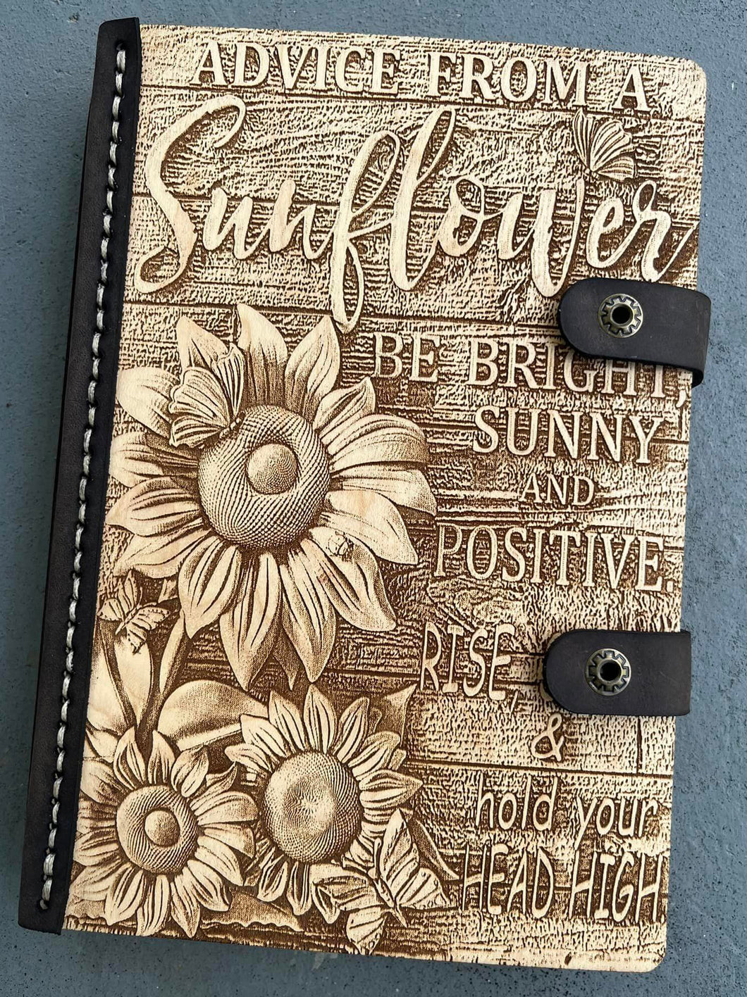 Wood and Leather Journal Sunflower Advice