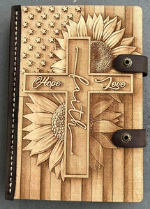 Wood and Leather Journal Faith